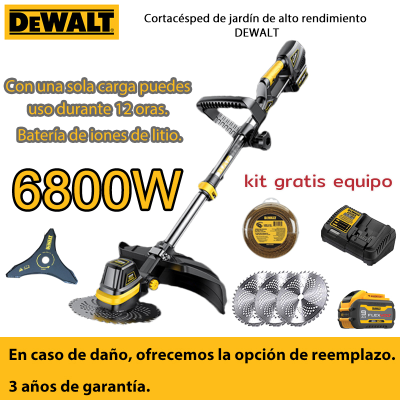 [DEWALT] Cortacésped sin escobillas y sin carbono + Juego completo de accesorios + 6800W + Se puede utilizar durante 12 horas con una sola carga de batería de iones de litio.