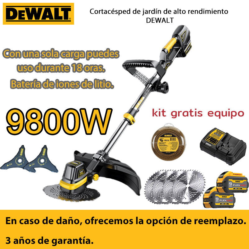 [DEWALT] Cortacésped de iones de litio sin escobillas y sin carbono + Juego completo de accesorios + 9800W + Puedes usarlo durante 24 horas con una sola carga.